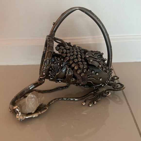 Vintage wine holder w/ crystals
